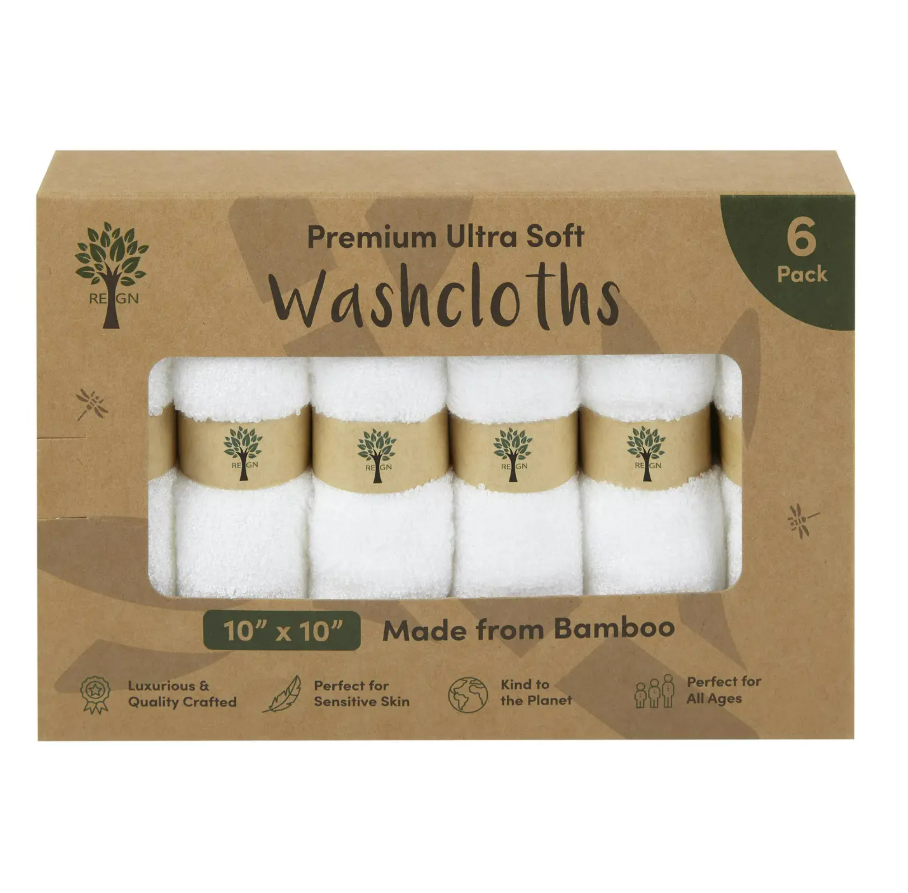 Bamboo washcloths - pack of six