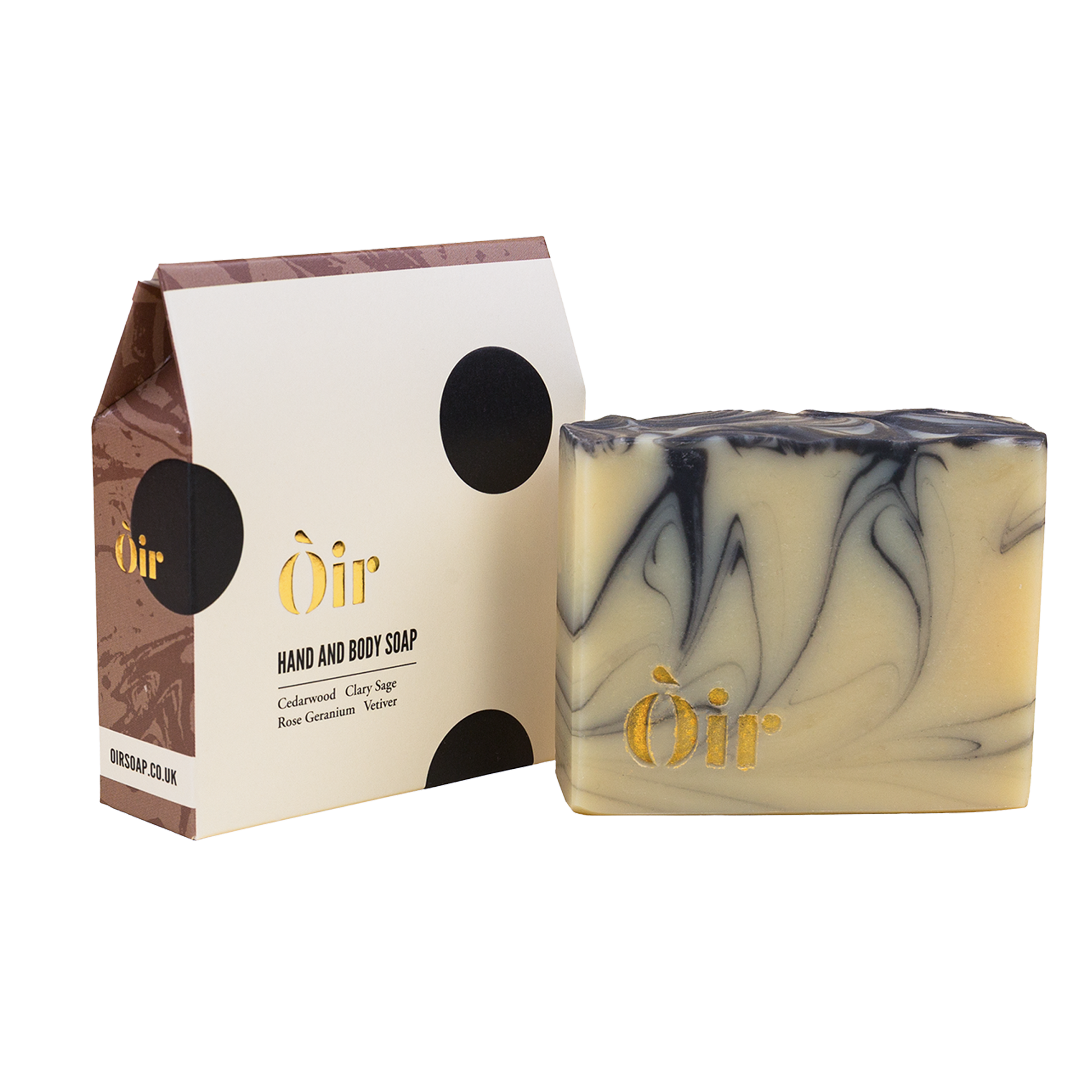 Cedarwood, clary sage, rose geranium, vetiver hand & body soap